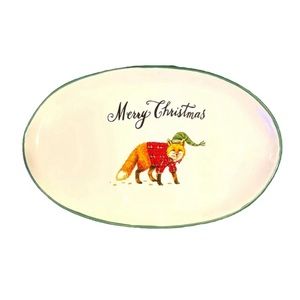 Merry Christmas Dish Tray Jewelry Cache Fox